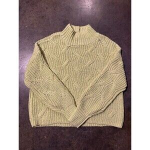 American Eagle Outfitters Sweater Womens Medium Green Chunky Cable Knit Mockneck
